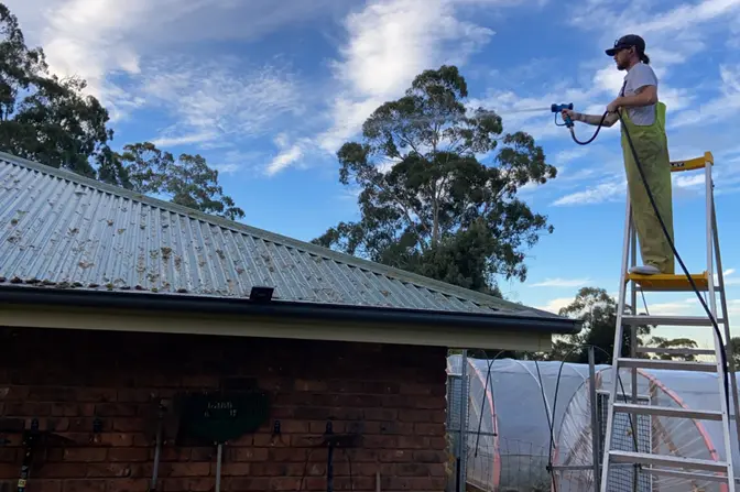 Jamie soft washing house roof